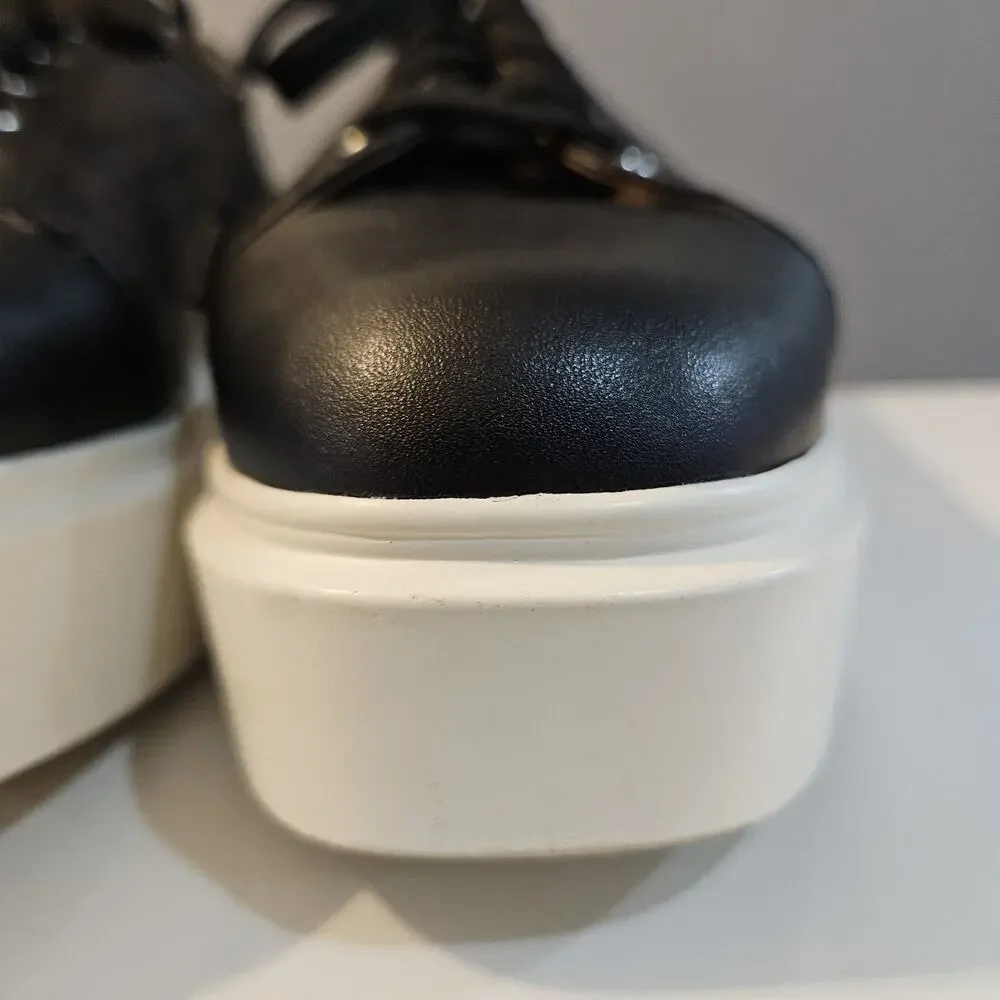 Linea Paolo Black Perforated Womens Lace-Up Platform Sneakers Size 9M - Picture 13 of 14